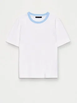 MOHITO T-shirt z merceryzowanej bawełny biau0142y Discount