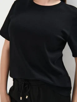 MOHITO T-shirt z merceryzowanej bawełny czarny Discount