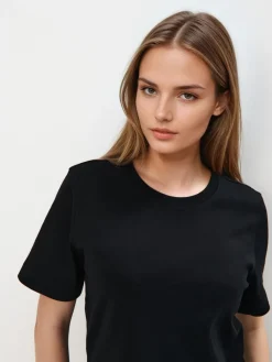 MOHITO T-shirt z merceryzowanej bawełny czarny Discount