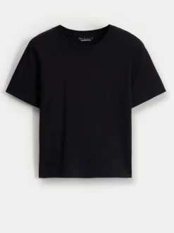 MOHITO T-shirt z merceryzowanej bawełny czarny Discount