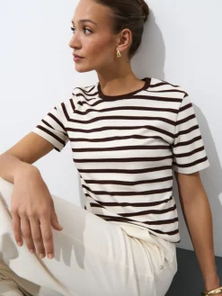 MOHITO T-shirt z merceryzowanej bawełny kremowy New