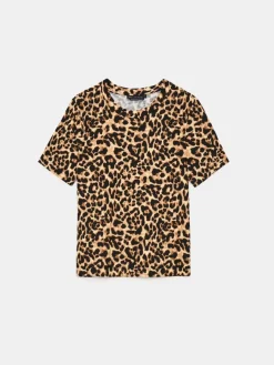 MOHITO T-shirt z merceryzowanej bawełny beu017cowy Discount