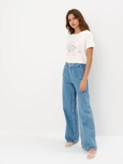 MOHITO T-shirt z nadrukiem kremowy Outlet