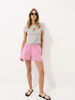 MOHITO T-shirt z nadrukiem misia szary Fashion