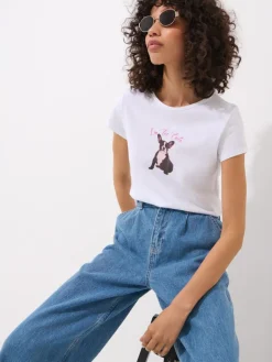 MOHITO T-shirt z nadrukiem pieska biau0142y Best