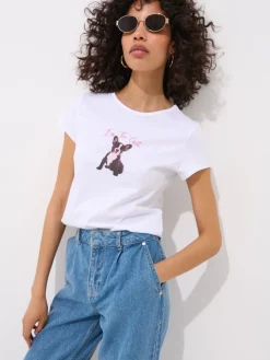 MOHITO T-shirt z nadrukiem pieska biau0142y Best