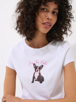 MOHITO T-shirt z nadrukiem pieska biau0142y Discount