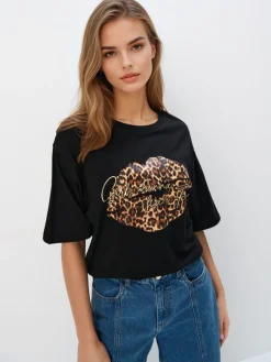 MOHITO T-shirt z nadrukiem z przodu czarny Online