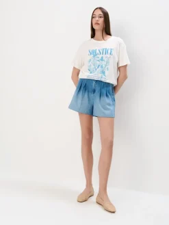 MOHITO T-shirt z nadrukiem z przodu kremowy Outlet