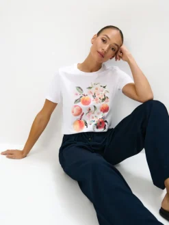 MOHITO T-shirt z nadrukiem zdobiony dżetami biau0142y New