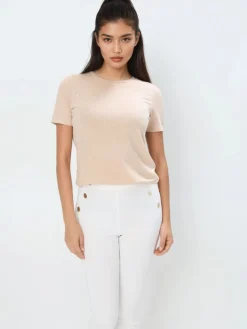 MOHITO T-shirt z ozdobnymi elementami beu017cowy Clearance