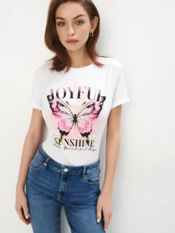 MOHITO T-shirt z printem biau0142y New