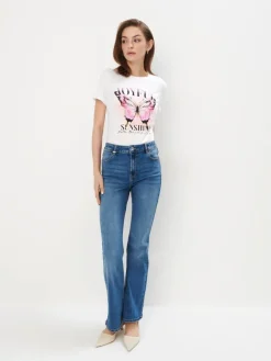 MOHITO T-shirt z printem biau0142y New