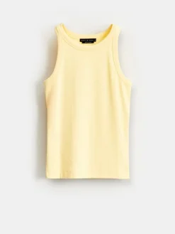 MOHITO Żółty top z dodatkiem modalu u017cu00f3u0142ty Sale