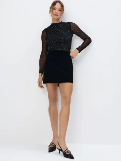 MOHITO Welurowa spódnica mini czarny Fashion