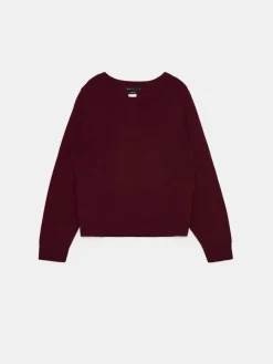 MOHITO Wełniany burgundowy sweter kasztanowy Outlet