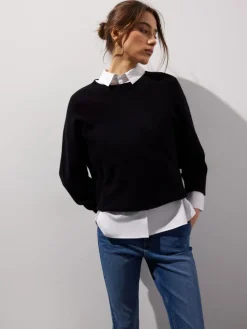 MOHITO Wełniany sweter czarny Fashion
