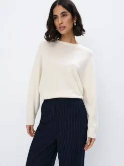 MOHITO Wełniany sweter kremowy New