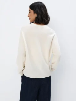 MOHITO Wełniany sweter kremowy New