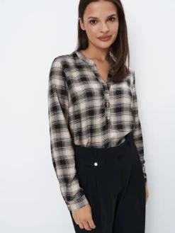 MOHITO Wiskozowa koszula w kratę czarny Fashion