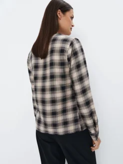 MOHITO Wiskozowa koszula w kratę czarny Fashion
