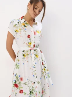 MOHITO Wiskozowa sukienka midi biau0142y Outlet