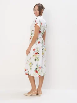 MOHITO Wiskozowa sukienka midi biau0142y Outlet