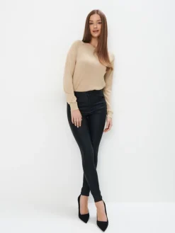 MOHITO Woskowane czarne spodnie skinny czarny Outlet