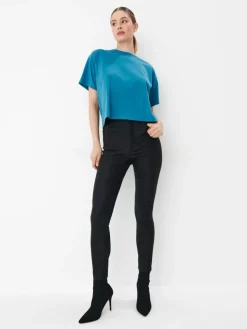 MOHITO Woskowane spodnie skinny czarny Fashion