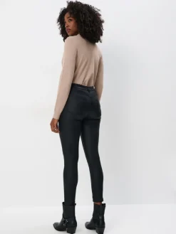 MOHITO Woskowane spodnie skinny czarny Outlet
