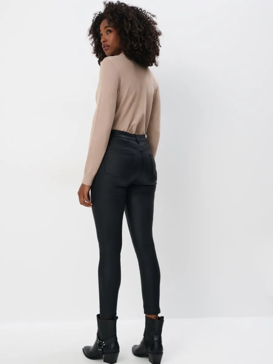 MOHITO Woskowane spodnie skinny czarny Outlet