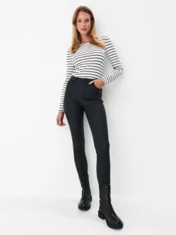 MOHITO Woskowane spodnie skinny czarny Online