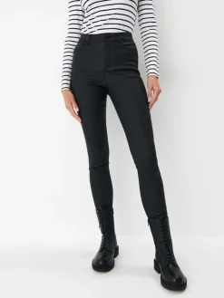 MOHITO Woskowane spodnie skinny czarny Online