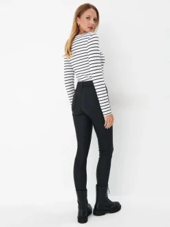 MOHITO Woskowane spodnie skinny czarny Online