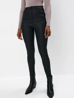 MOHITO Woskowane spodnie skinny czarny Fashion