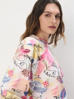 MOHITO Wzorzysta bluza z bawełną mocny ru00f3u017cowy Online