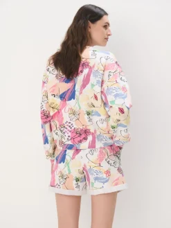 MOHITO Wzorzysta bluza z bawełną mocny ru00f3u017cowy Online