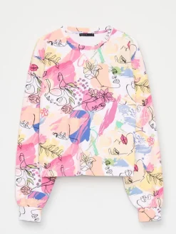 MOHITO Wzorzysta bluza z bawełną mocny ru00f3u017cowy Online