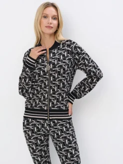 MOHITO Wzorzysta bluza z zamkiem bru0105zowy Online