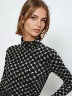 MOHITO Wzorzysta bluzka z wiskozą czarny Sale
