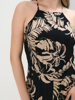 MOHITO Wzorzysty kombinezon z wiskozą czarny Fashion