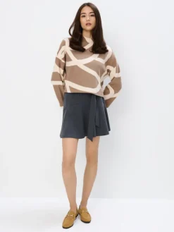 MOHITO Wzorzysty sweter beu017cowy Outlet
