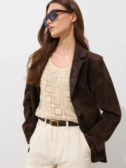 MOHITO Zamszowa marynarka oversize bru0105zowy Sale