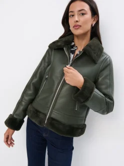 MOHITO Zielona kurtka biker khaki Hot