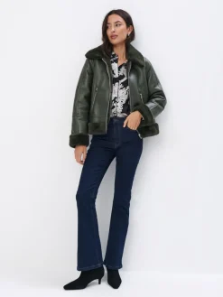MOHITO Zielona kurtka biker khaki Hot