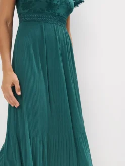 MOHITO Zielona sukienka midi z krótkim rękawem miu0119towy Hot