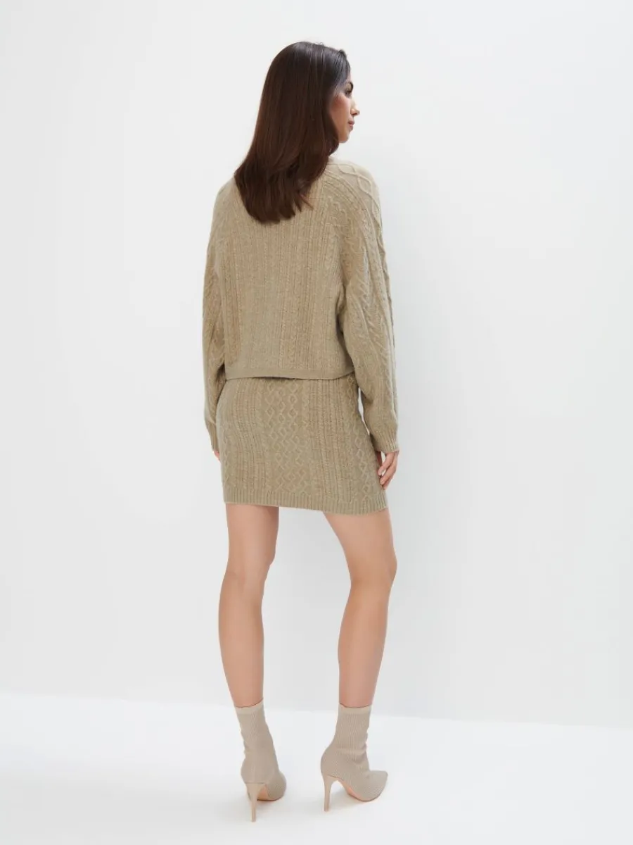 MOHITO Zielona swetrowa spódnica mini khaki Best