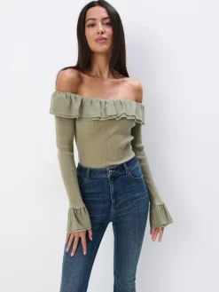MOHITO sweter z odkrytymi ramionami zielony Online