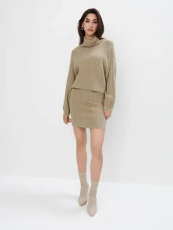 MOHITO Zielony sweter z ozdobnym splotem khaki Fashion