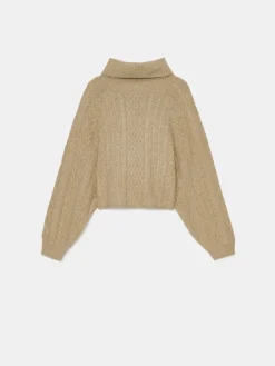 MOHITO Zielony sweter z ozdobnym splotem khaki Fashion